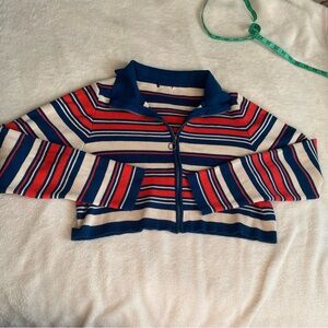 Retro 70s Inspired Zip Up Crop Top